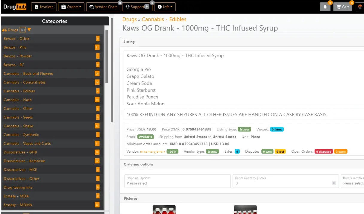 Market Hub darknet marketplace front page - breach exposure context
